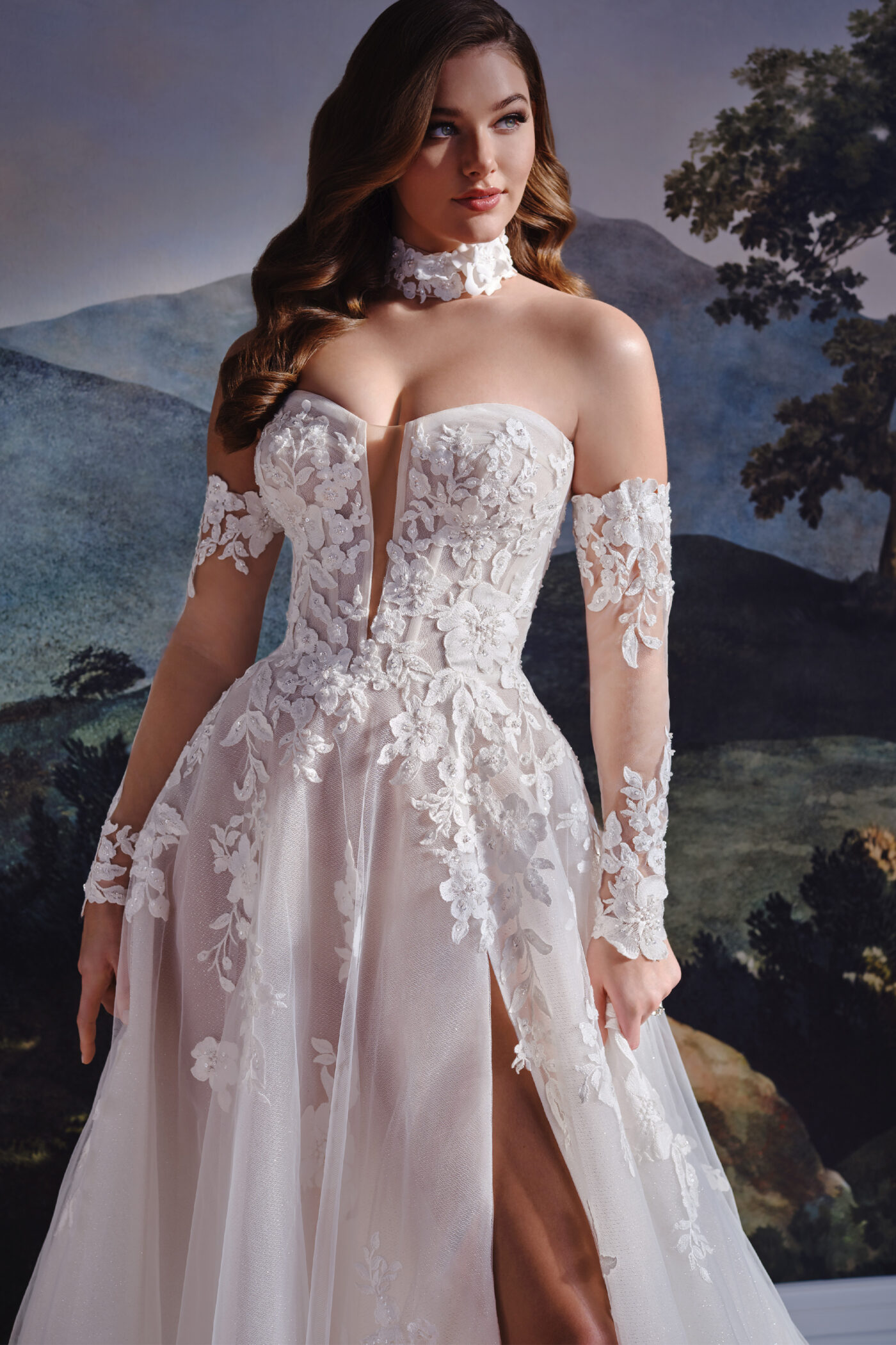 MT8114 ονειρικό και άκρως θηλυκό νυφικό φόρεμα! Η γραμμή Α αγκαλιάζει απαλά τη σιλουέτα